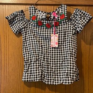 Cutie Patootie Rose Checkered Blouse 6/6x XS